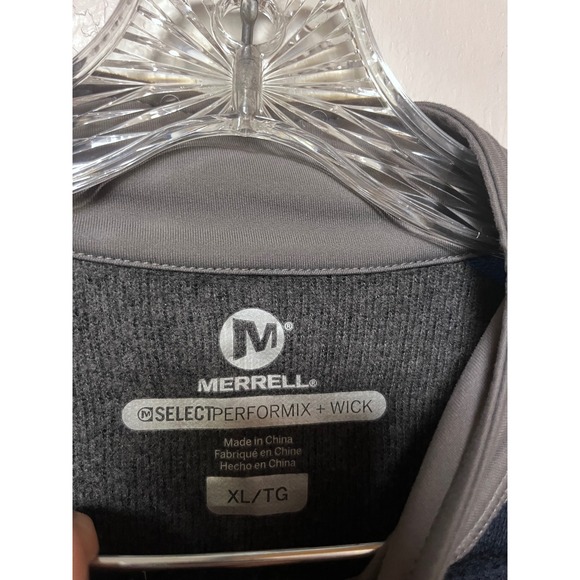 Merrell Men's XL Quarter Zip Pullover Long Sleeve Shirt Blue Gray Performance - Picture 3 of 5